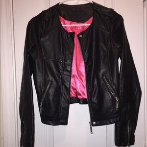 Moto faux leather jacket.